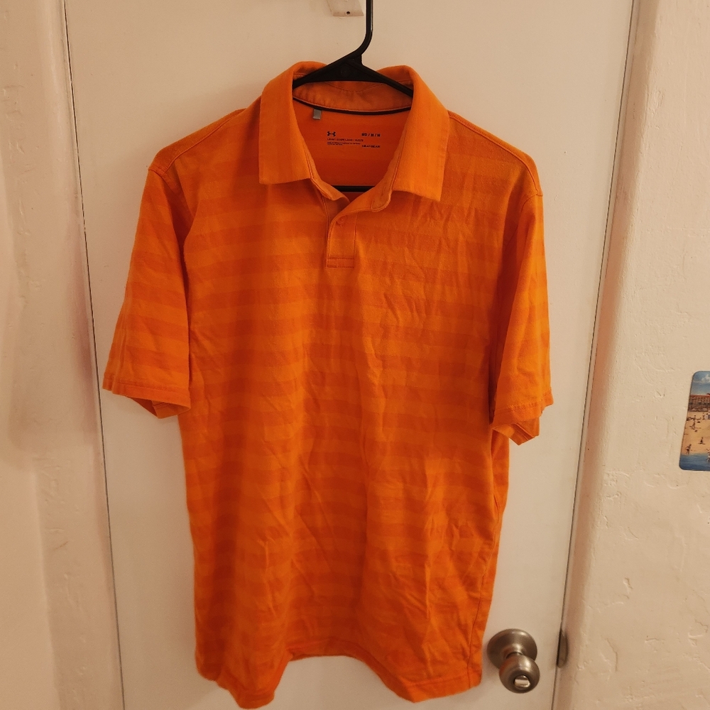 Under Armour HeatGear Orange Polo Shirt - Loose Medium M